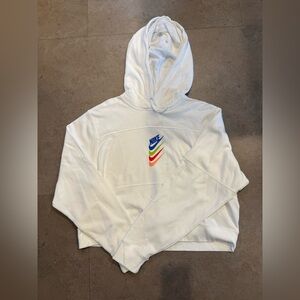 NWT Nike Sport DNA Cropped Swoosh Fleece Hoodie White